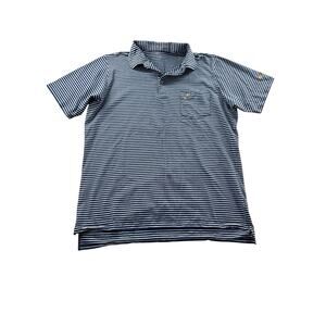 B Draddy Winged Foot Golf Club Polo Shirt Sz M Blue Striped Pima Cotton Logo